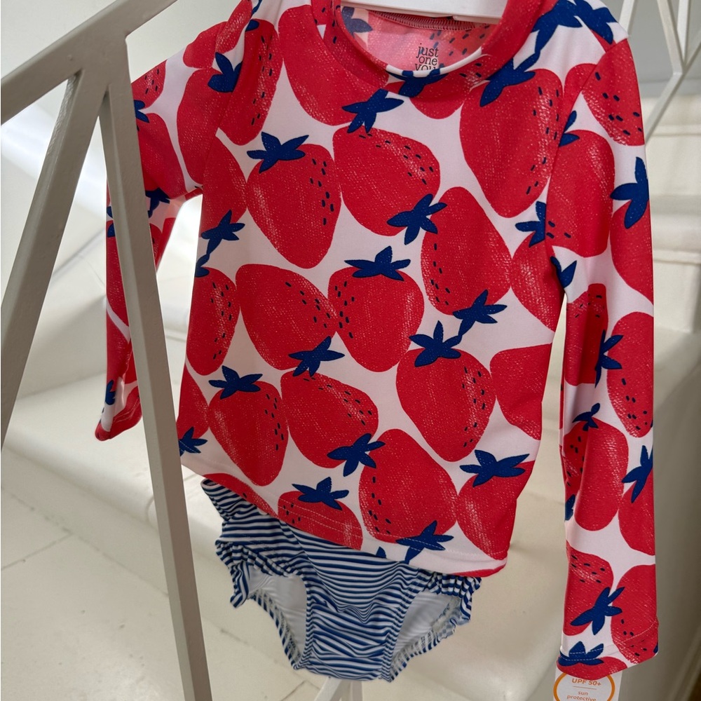 Brand new girls Strawberry Swim Set - Red and Blue size 3